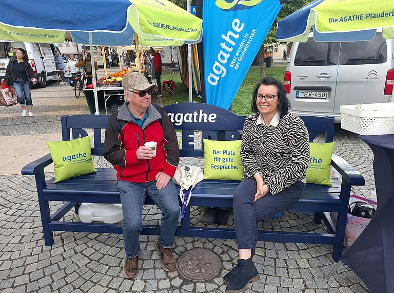 AGATHE-Koordinatorin Christiane Herrmann mit Gast